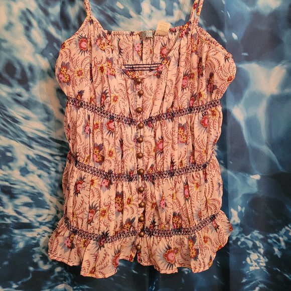 EUC Vintage Cream Floral Semi Sheer Princy Top Small - Picture 5 of 5